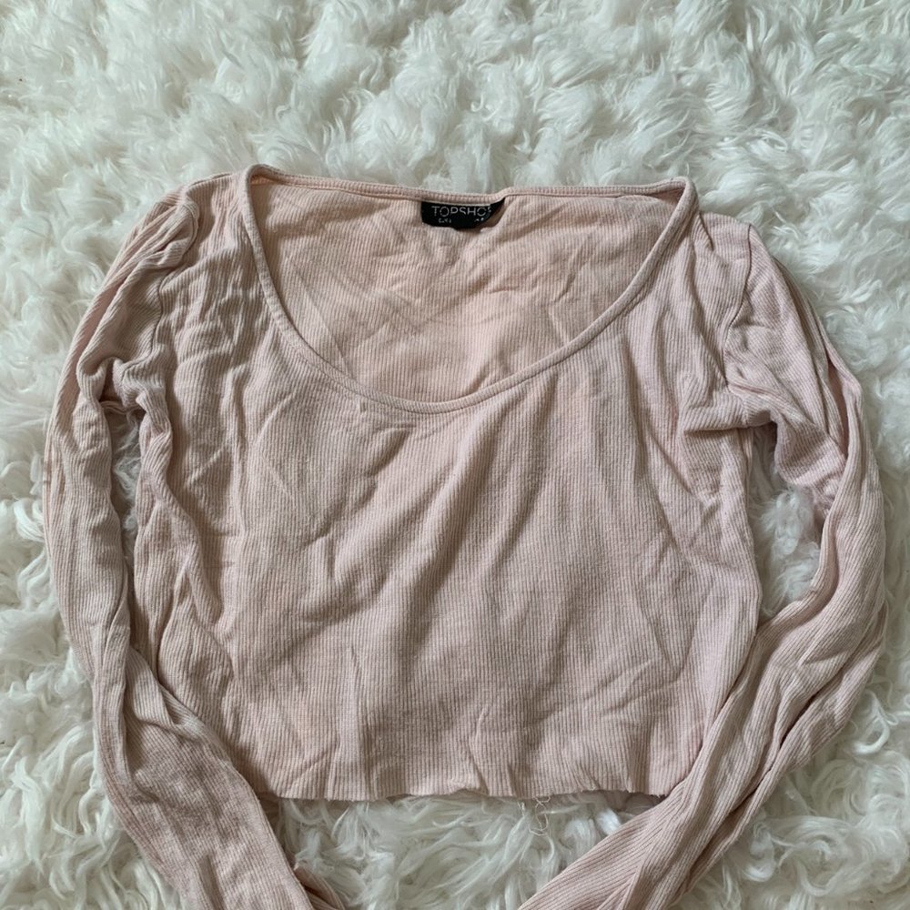 Pale Pink long sleeve crop top